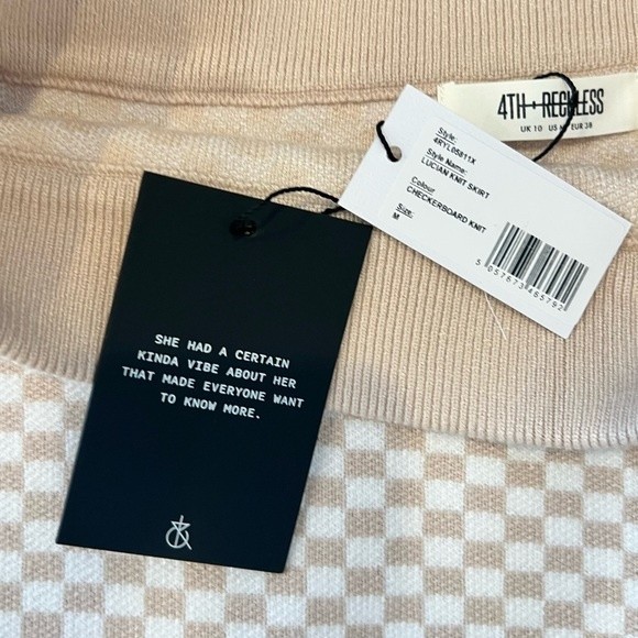 4th & Reckless skirt size medium checkerboard Lucian skirt cream NEW - Picture 2 of 4